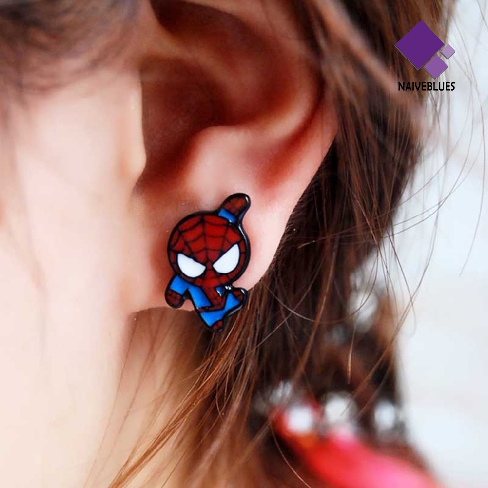 Anting Stud Enamel Desain Kartun Spiderman Deadpool Captain