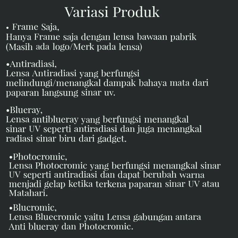 KACAMATA 1924 (ANTI-RADIASI•ANTI-BLUERAY•PHOTOCROMIC•BLUECROMIC)(LENSA MINUS&amp;CYLINDER)KACAMATA MURAH