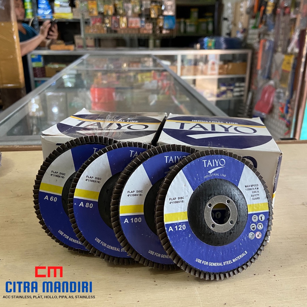 AMPLAS SUSUN TAIYO FLAP MATA GERINDA POLES ASAH WHEEL