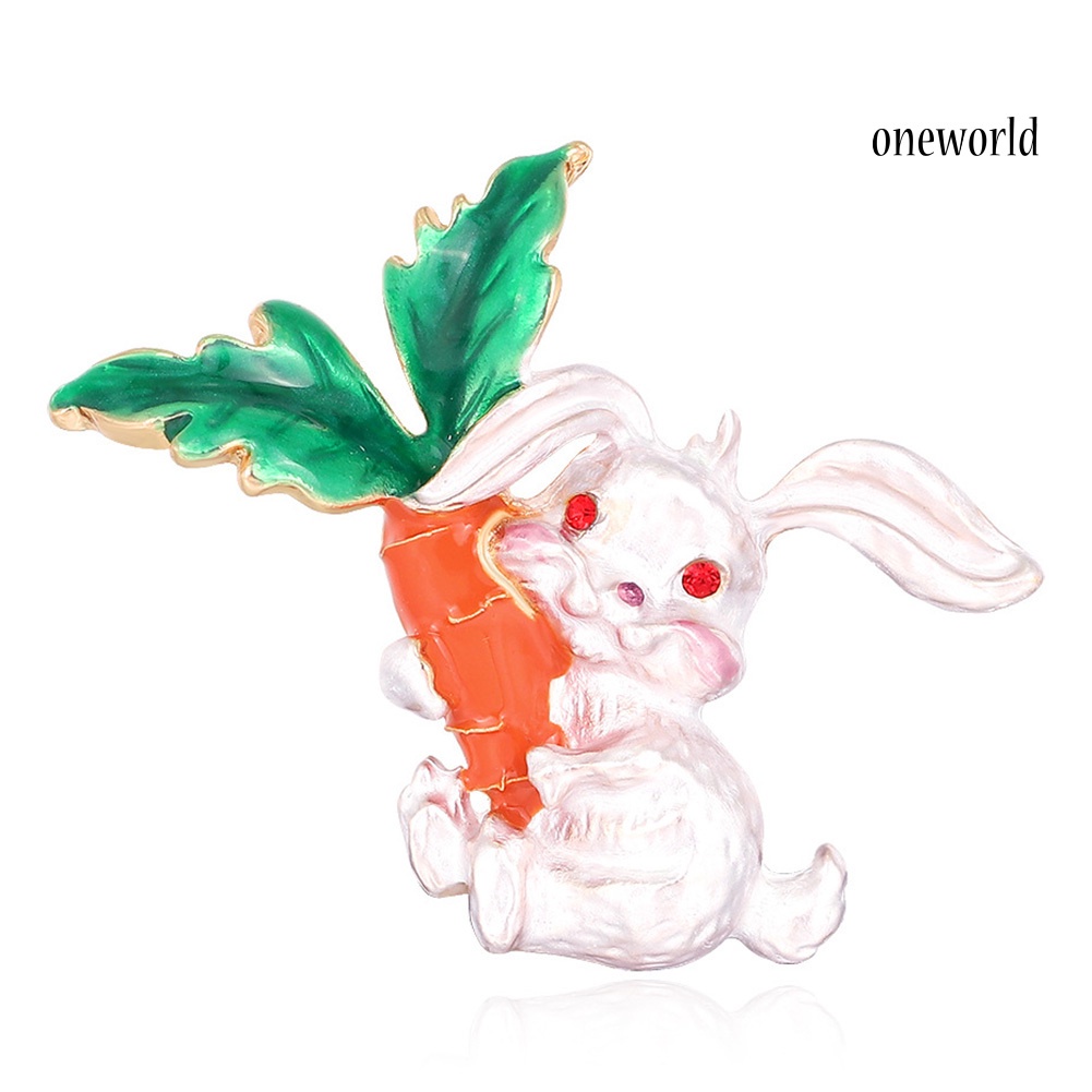 OW@ Unisex Rabbit Carrot Enamel Alloy Brooch Pin Badge Suit Corsage Lapel Decor