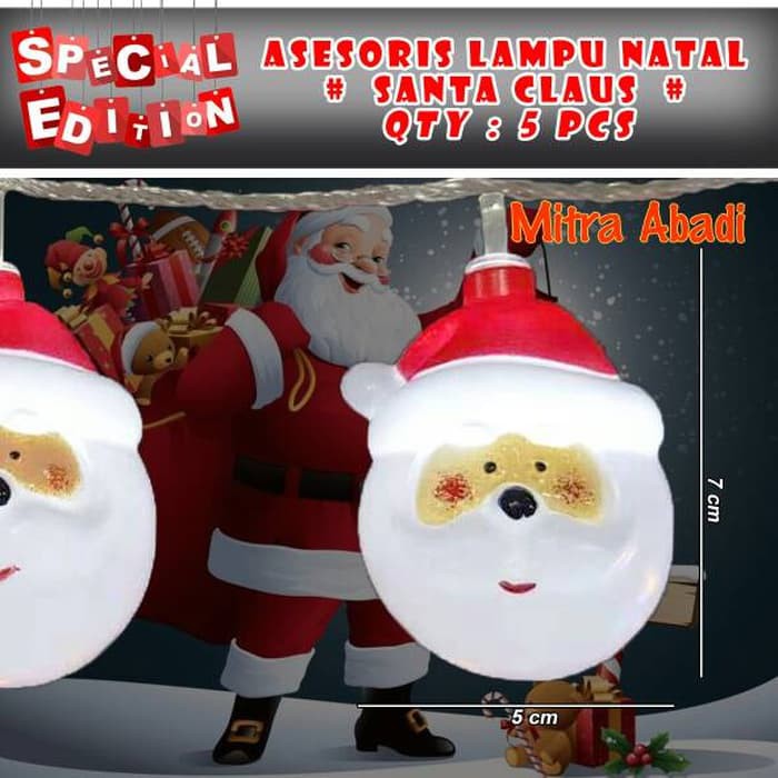 Aksesoris Hiasan Lampu Natal Model Santa Claus 1 SETT = 5 pcs