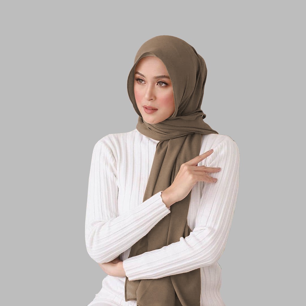 HIJAB PASHMINA DIAMOND CREPE / SABYAN JAHIT TEPI PASMINA JILBAB KERUDUNG POLOS MUSLIM - YELONIX