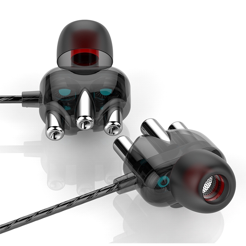 Earphone Dual Drivers 4 Unit Heavy Bass Hifi Musik Dengan Mic Universal 3.5mm In Ear Pk Qkz Ak6 Ck5