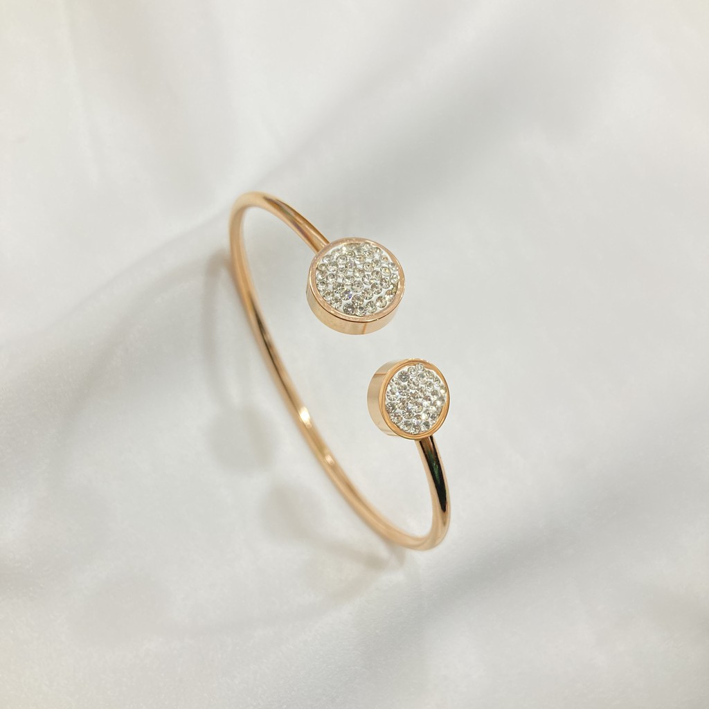 Gelang Titanium Asli Anti Karat Aksesoris Fashion Wanita Korean Style Full Permata Magnet
