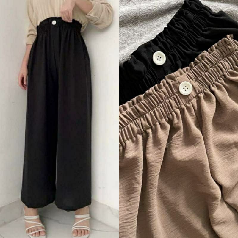 CRINKLE AIRFLOW LOOSE PANTS BUTTON/KULOT CRINKLE KANCING