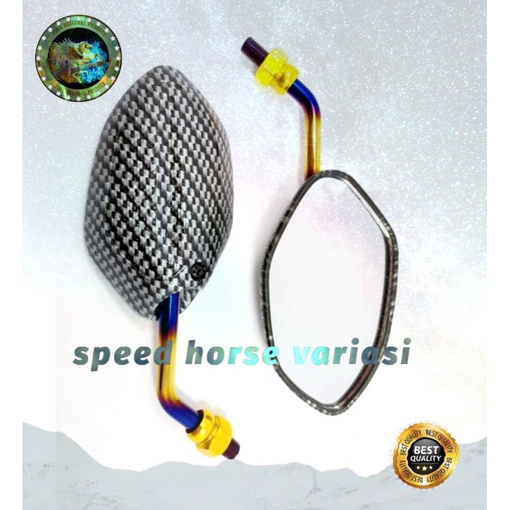 Spion Mini karbon Twotone Asli bakaran/Spion Karbon Twotone mini untuk semua motor Universal