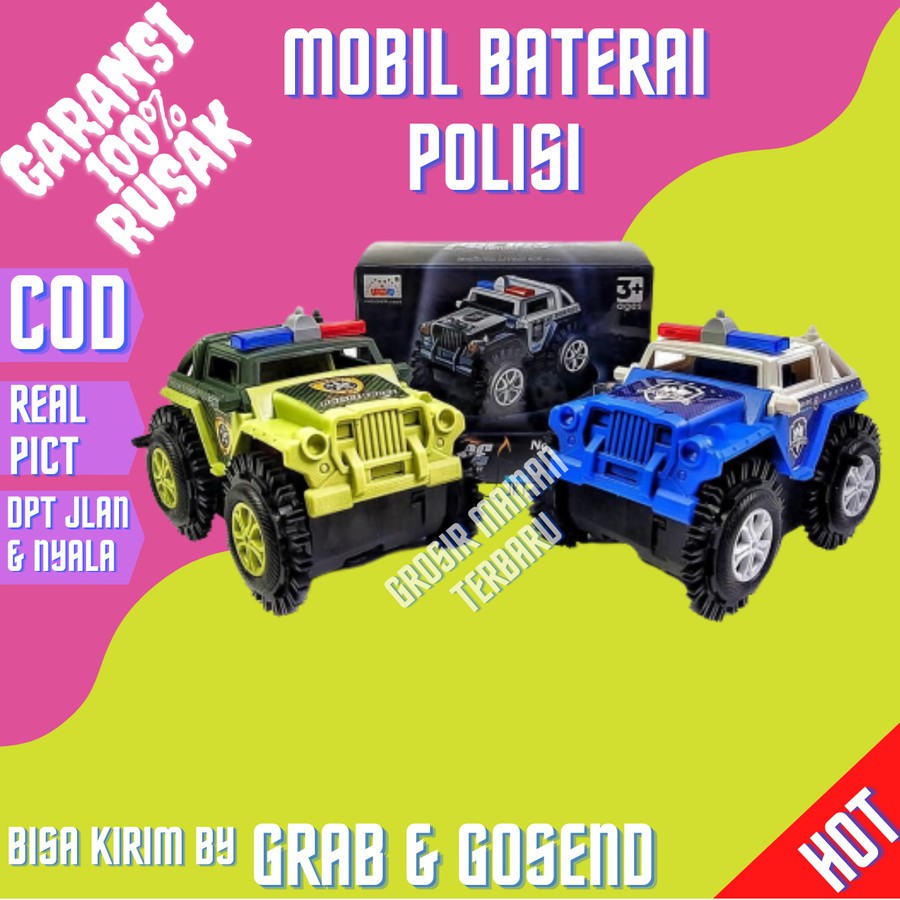 Mobil Polisi Mainan Anak Bunyi Besar Baterai Batre Mobilan Remot Murah
