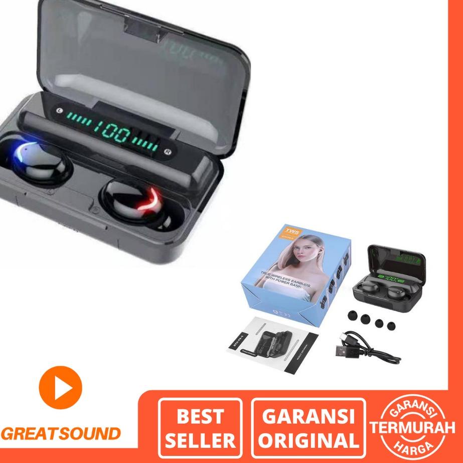 Headset TWS F9 Stereo TWS Bluetooth F9 Headset Bluetooth F9 Headset Powerbank Earphone Bluetooth F9