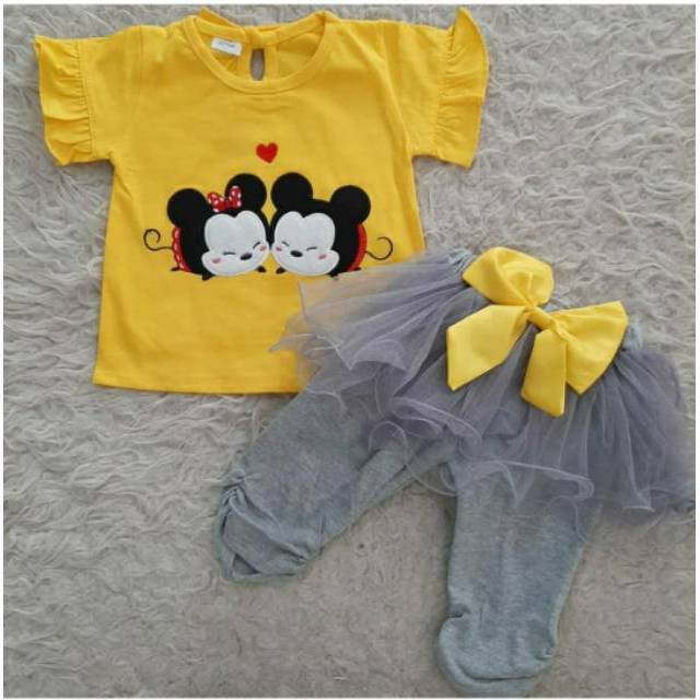 Baju setelan kaos celana rok  tutu  legging bestseller 