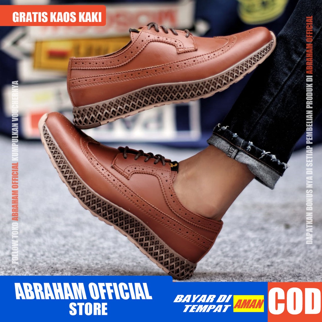 ABRHM x JHON Sepatu Kasual Pria Sepatu Casual Pria Kulit Pu Sepatu Pria Casual Cowok/Cowo Ori Sepatu Kerja Kantor Semi Formal Kuliah Kondangan Gaya keren Kekinian Murah Terlaris