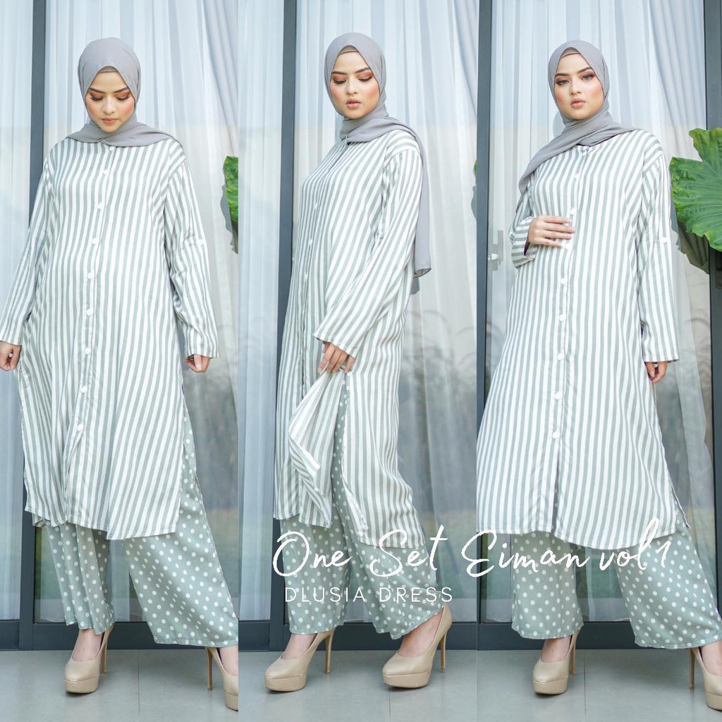One Set Dlusia Aiman Fashion Wanita Piyama Homewear Setelan Onset Stelan Pajamas Baju  Pakaian Tidur