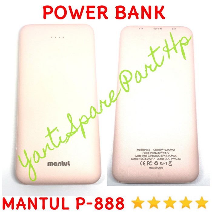 Power Bank mantul P888 Real Capacity 10000mAh Original New