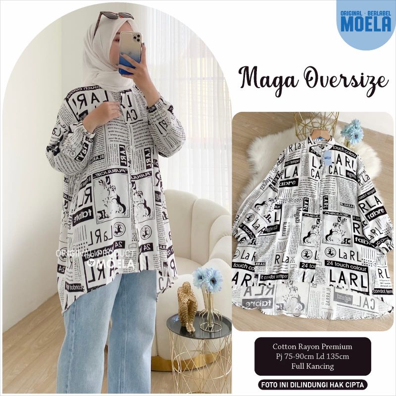 Blouse rayon Jumbo OVERSIZE Motif Monochrome by MOELA