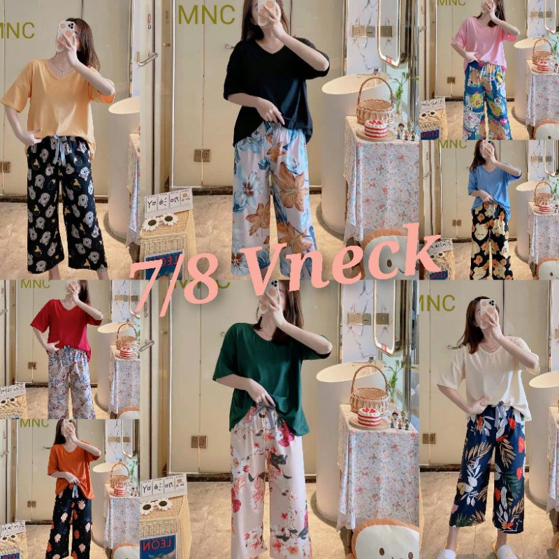 Piyama set wanita oversize 7/8 import spandek kombi