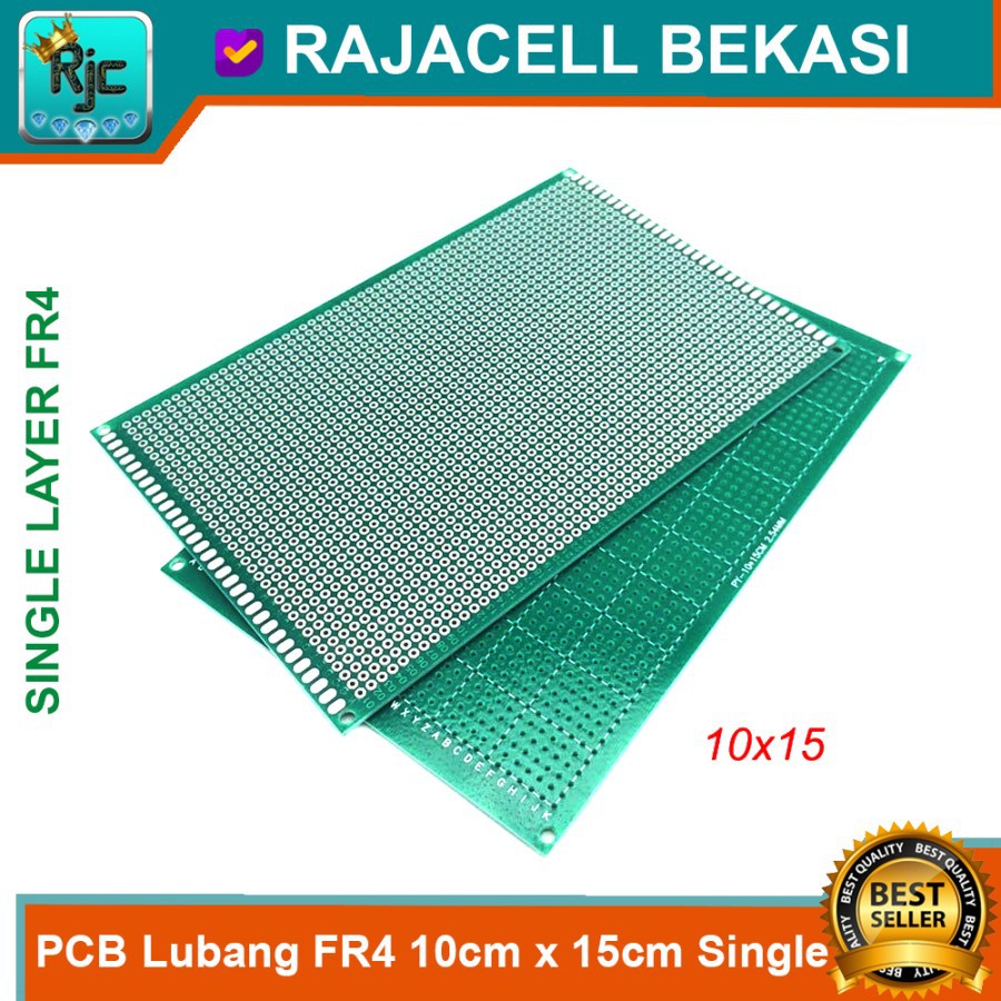 PCB Lubang Prototype PCB bolong 10x15 cm FR4 Fiber Single Layer