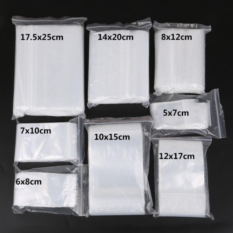 100pcs Kantong Plastik Ziplock Transparan Ukuran 5x7cm / 6x8cm / 7x10cm Untuk Kemasan Perhiasan