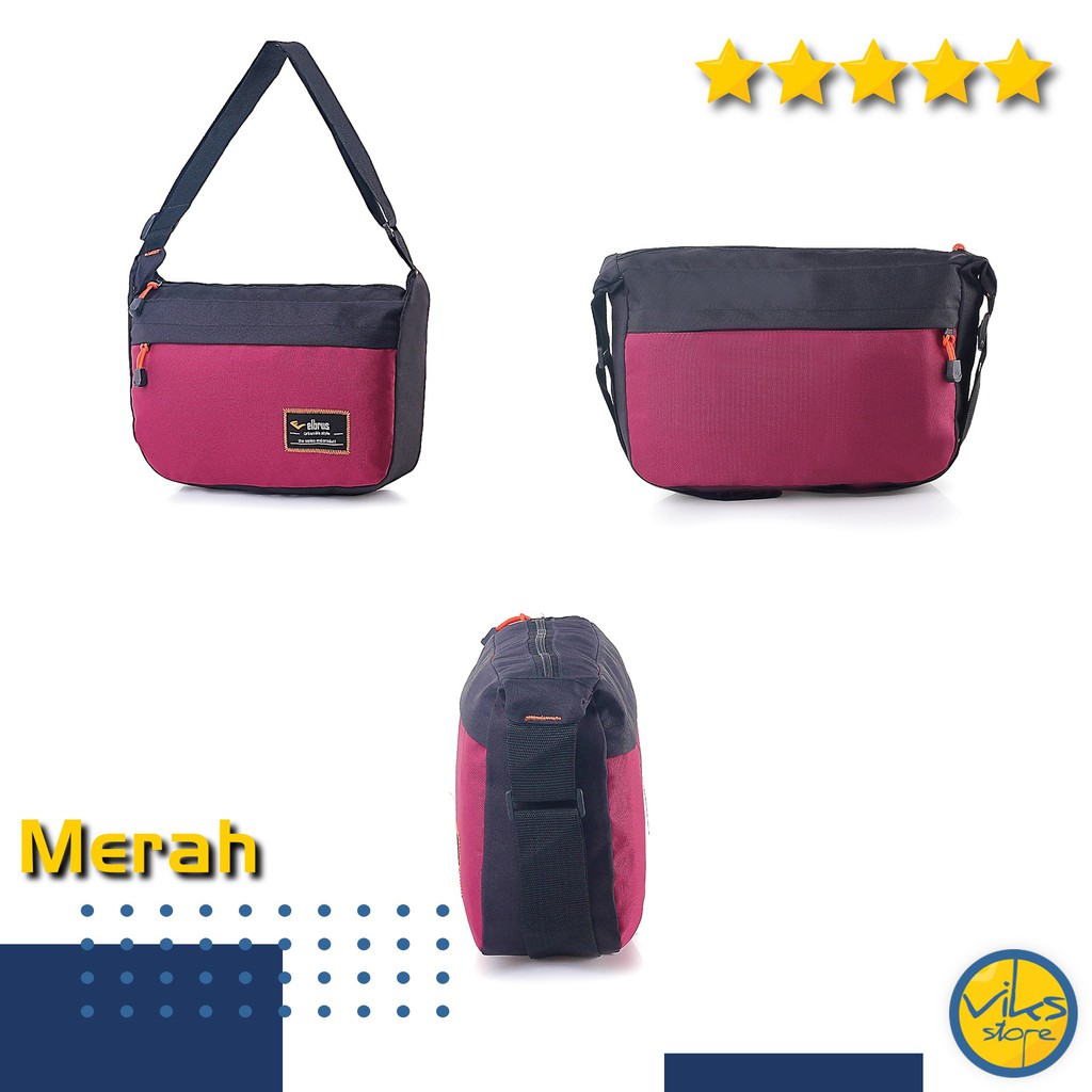 Tas Selempang Pria Cowok Elbrus Original Slingbag Tas Kerja Kuliah Sekolah Simple Hijau Biru Merah Ukuran Sedang Simpel Minimalis