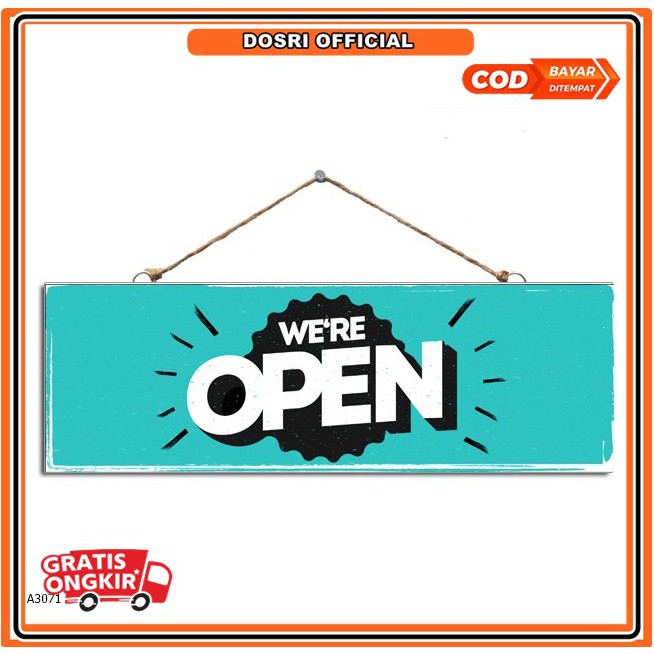 [NEW] Hiasan Pintu Tulisan We're Open Wall Decoration Pajangan Dinding 10cm x 30cm