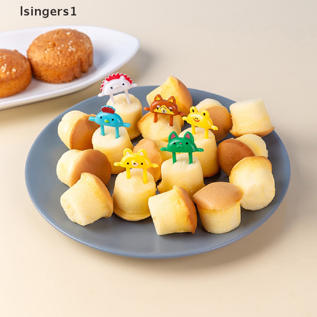 (lsingers1) 6pcs Garpu Buah / Dessert / Bento Desain Kartun Hewan Lucu