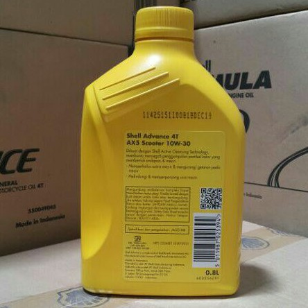 OLI MESIN MOTOR MATIC SHELL ADVANCE AX5 SCOOTER 10W-30 800 ML