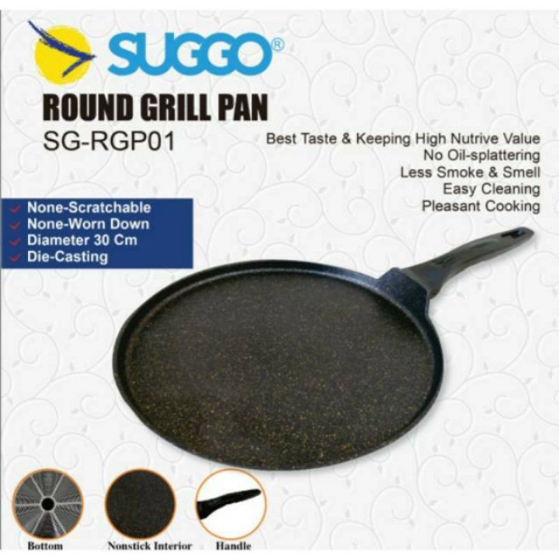 SUGGO-Round Grill Pan Crape Maker 30cm Alat Pemanggang Pizza Serbaguna