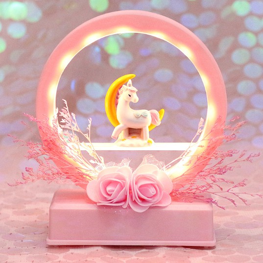 [ORGM] Lampu unicorn dengan musik dan bunga kering