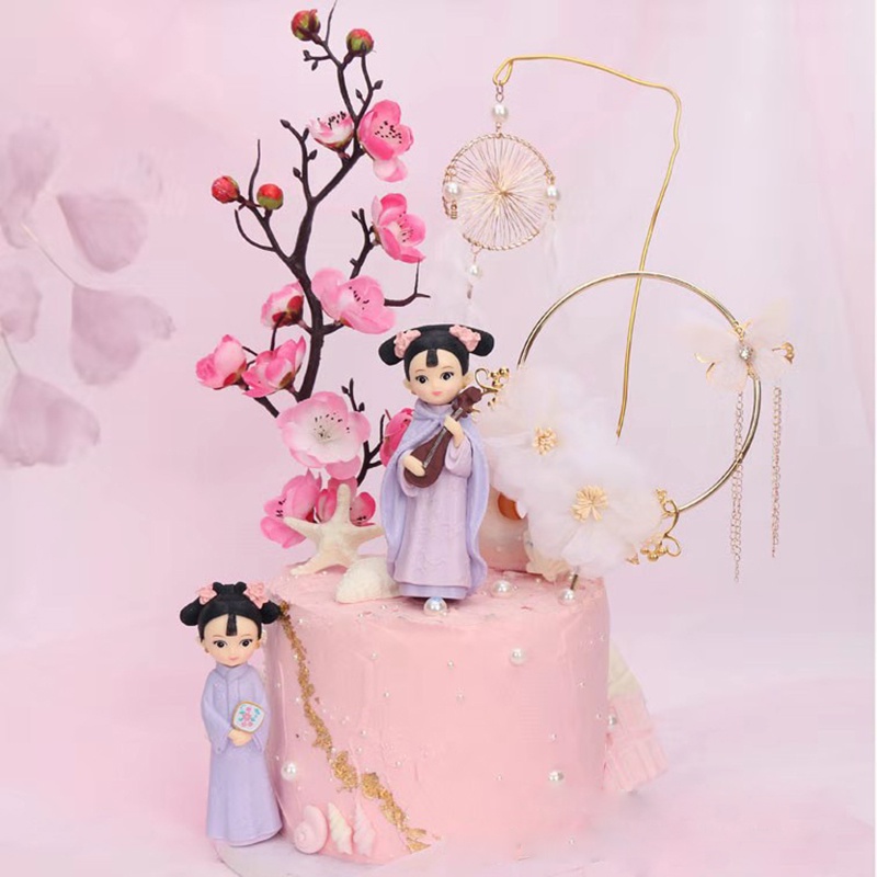 4pcs / set Miniatur Mobil Princess Kerajaan China Retro Untuk Dekorasi Topper Kue Ulang Tahun