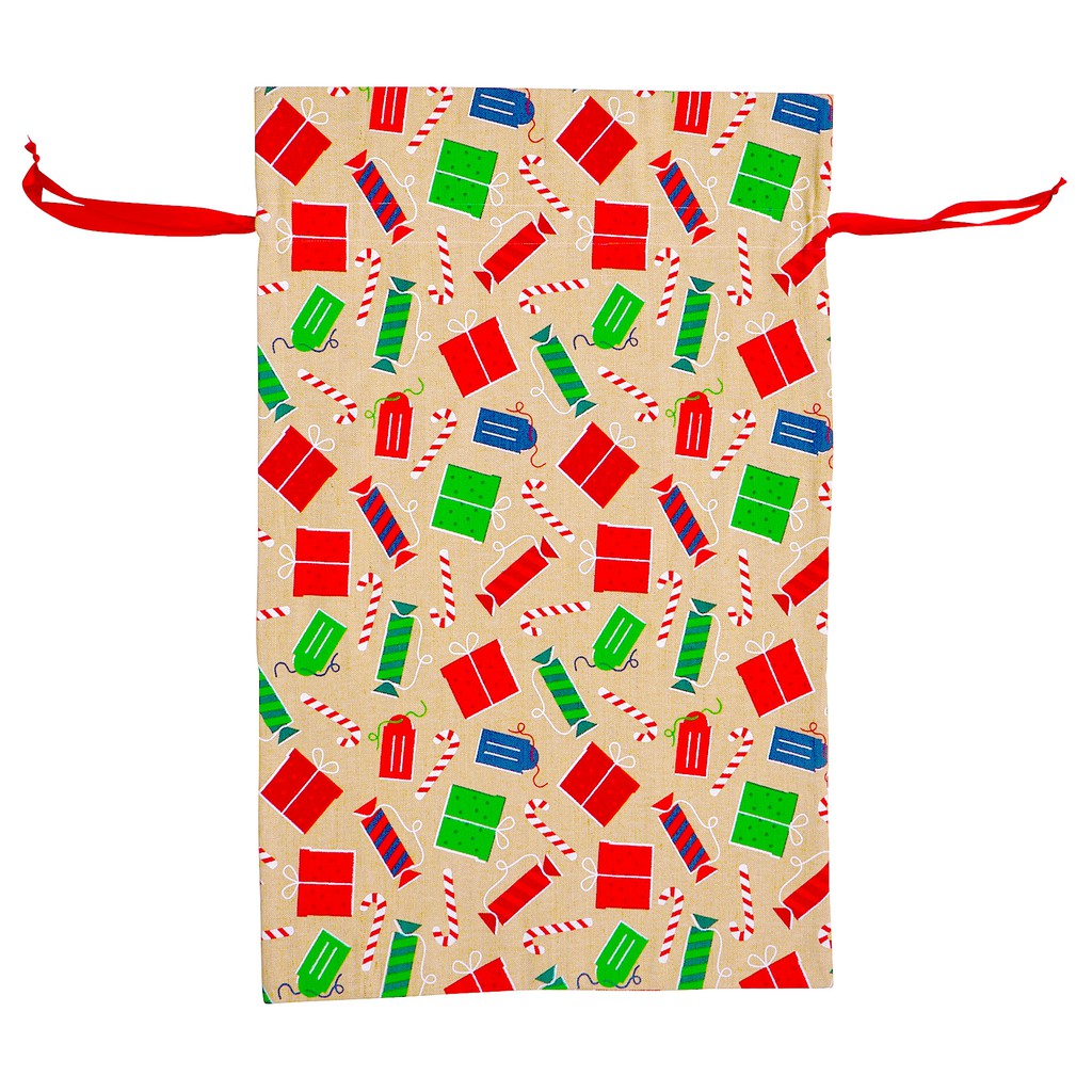

CHRISTMAS Holiday Santa Claus Burlap Gifts Present Bag Tas Kado Hadiah Natal