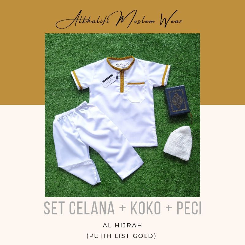 New Arrival SET KOKO AL HIJRAH (PUTIH LIST GOLD) | Set Koko Anak Pakistan Bayi Balita by Alkhalifi