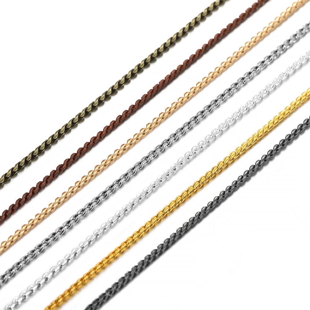 Kalung pola ular rantai manik 1mm, rantai logam tipis（5m/lot）