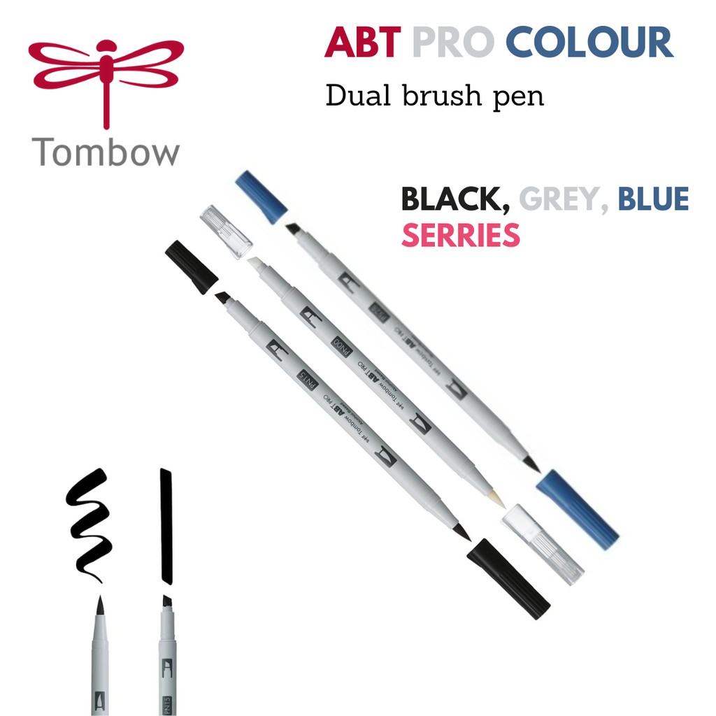 

Tombow ABT Pro Colour Dual brush pen (Black , Blue , and Grey Series)