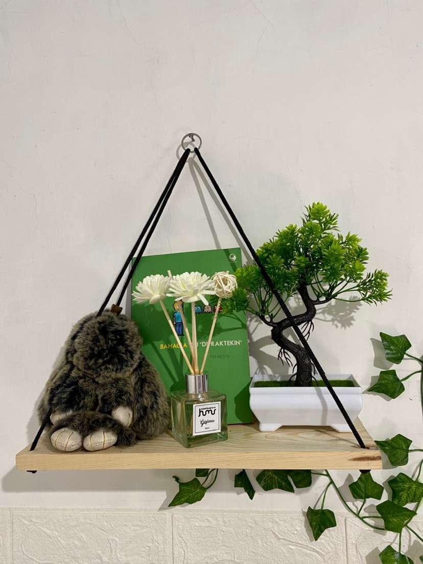 Dekorasi Rumah Rak Aesthetic Rak Gantung Kayu Jati Hiasan Dingding Minimalis Hambalan Siku Rak Dindi