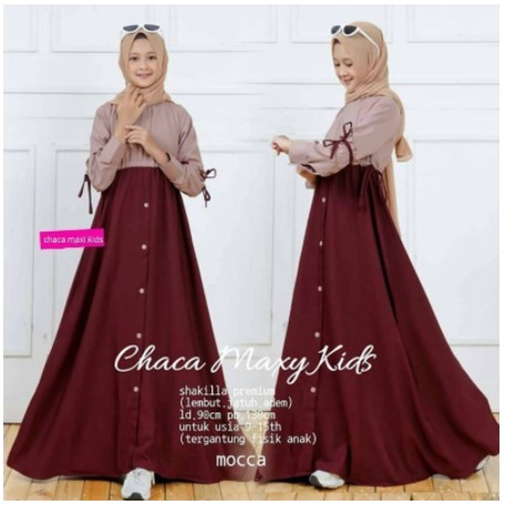 Baju Anak Perempuan Tanggung ABG Remaja Maxy CHACA Kids Gamis Anak Cewek Gamis Hijab Anak Umur 10 11 12 13 14 15 TAHUN Model Terbaru 2022