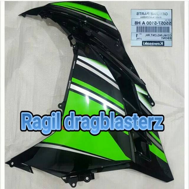 Fairing atas ninja 250fi hitam list hijau SE KIRI original Kawasaki
