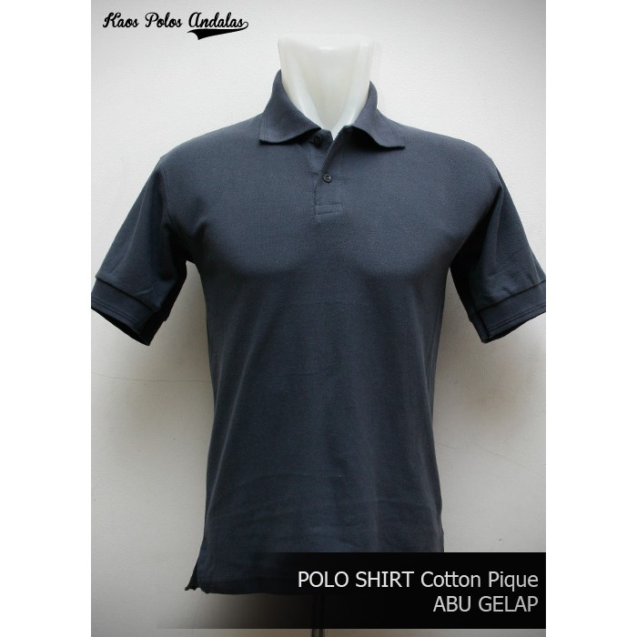 Polo Shirt Polos Cotton Pique Lengan Pendek  Abu Gelap