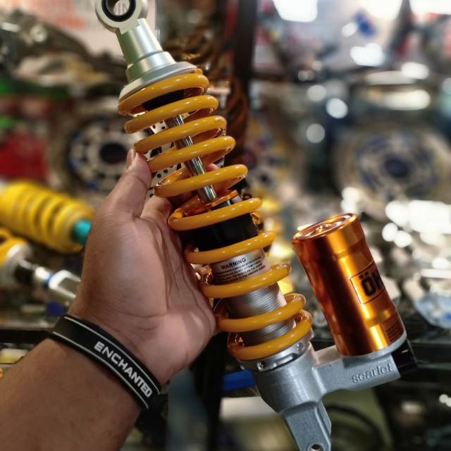 Shock copy ohlins klik fungsi 330mm vario scoopy beat mio xride scarlet free stiker ohlins
