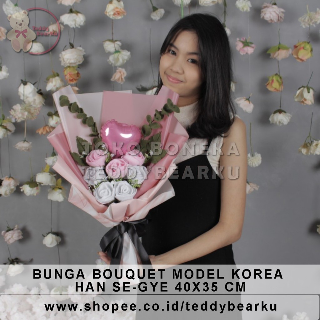 TERLARIS! BOUQUET BUKET BUNGA LOVE MODEL KOREA HAN SE-GYE KADO VALENTINE / ULTAH / WISUDA / PACAR