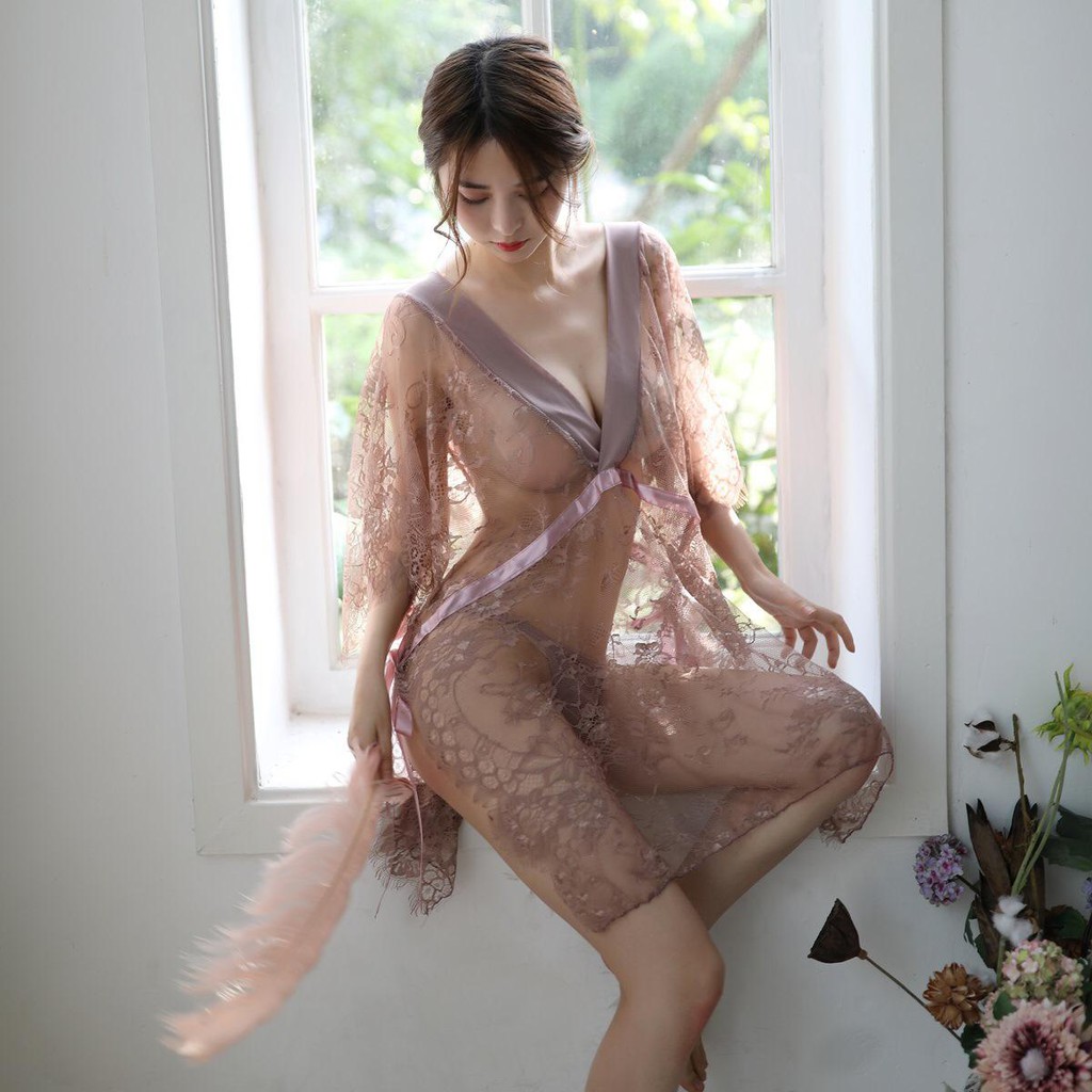 Violet Lingerie Sexy Model V Baju Tidur Jumbo Sleepwear Fit To XL Renda Transparan 1038-2