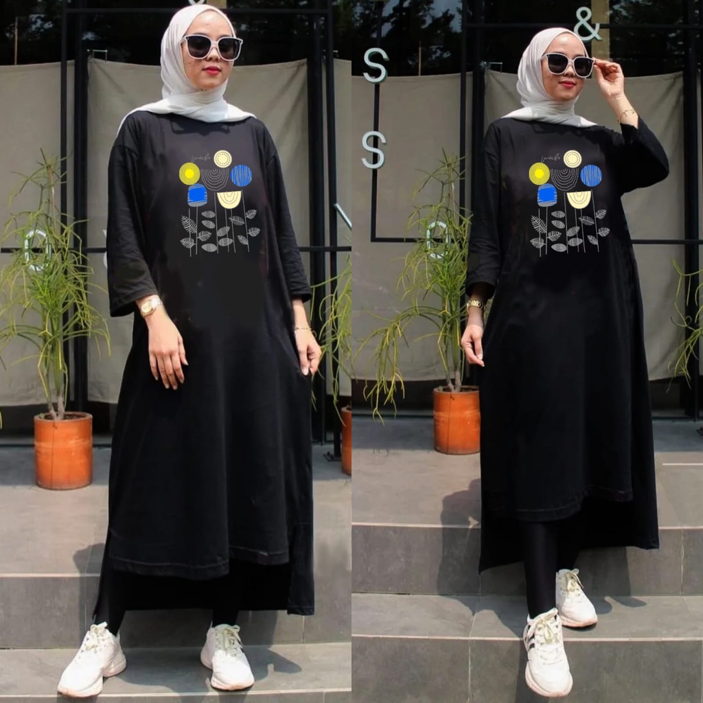 GR LONG TUNIK TERBARU BASIC / MIDI DRESS JUMBO BABYTERRY SR313