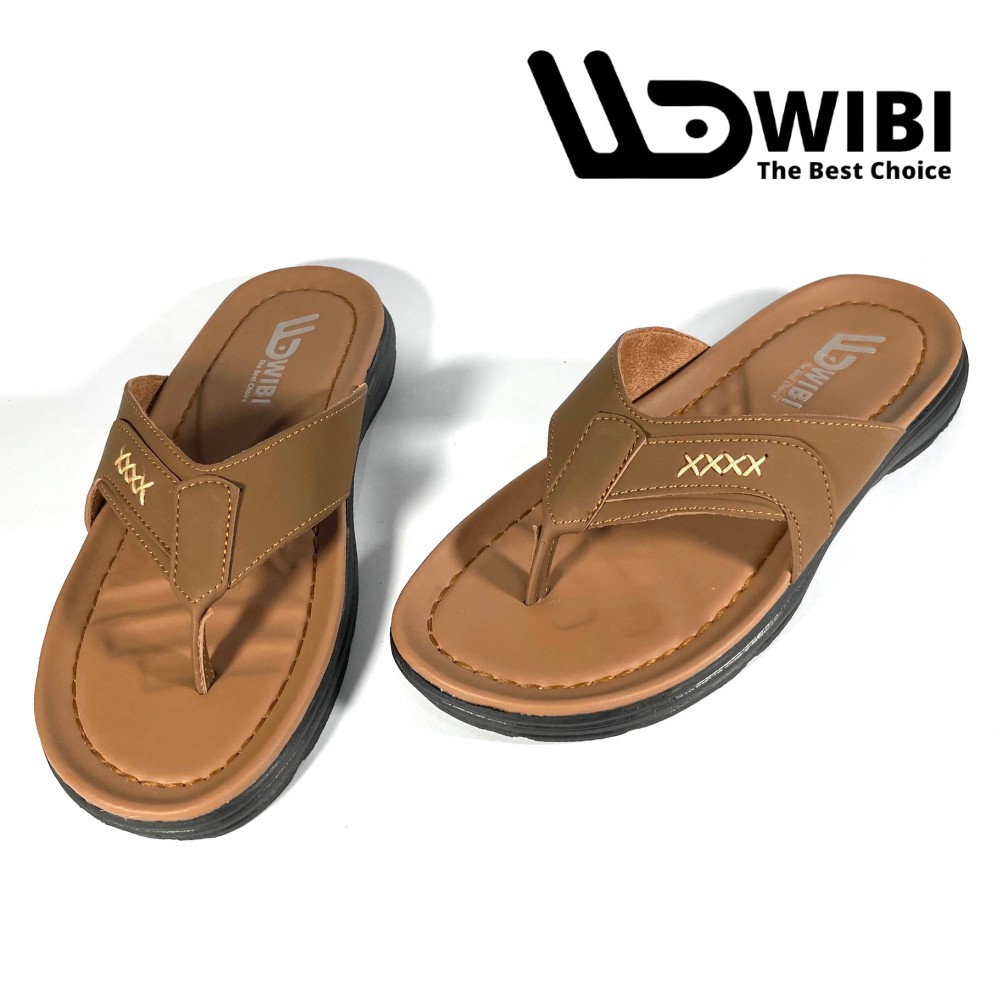 Sandal Kulit Pria Original WIBI Sendal Fashion Cowok Santai Traveling Trendy Casual Nyaman S 01