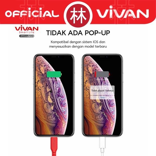 Vivan VSL100 Kabel Data Cable Lightning iPhone 2.4A Quick Charge