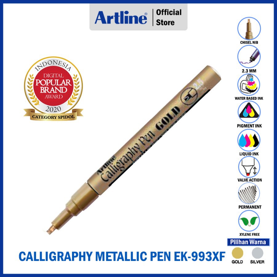 

SPIDOL ARTLINE PERMANENT METALLIC CALLIGRAPHY PEN MARKER EK-993XF