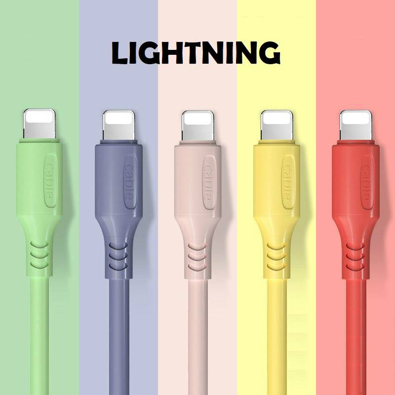 Kabel Data Charger Macaron Micro USB V8 Type C Lightning lp 1M Cable Colorful Fast Charging  2A