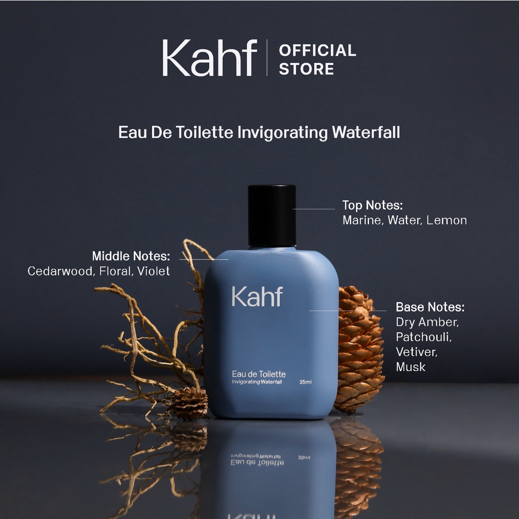 KAHF Invigorating Waterfall Eau De Toilette Indonesia / Parfum Pria 35ml 100ml / Revered Oud Humbling Forest True Brotherhood Saffron / Parfume Perfume EDT EDP / Skincare Body Care Hair Deodorant / Face Wash Serum Cream Sunscreen Mask / Man Cowo Paket Set