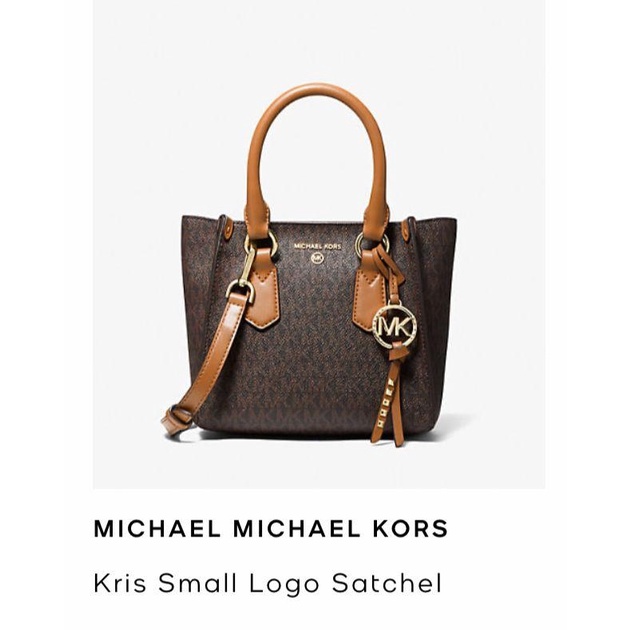 Ready MICHAEL KORS mk kris small satchel sign brown