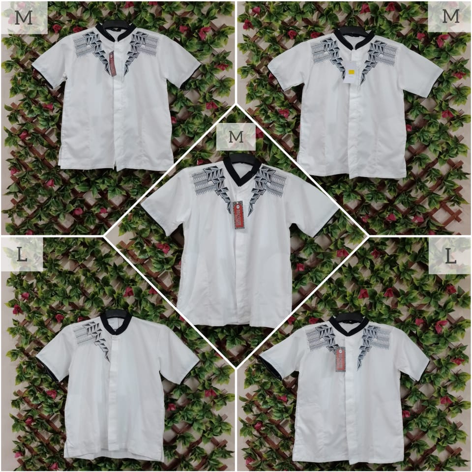 NitaranzFashion - Baju Koko Bordir Anak Merk Abdillah | Baju Koko Putih Lengan Pendek | Bahan Katun 