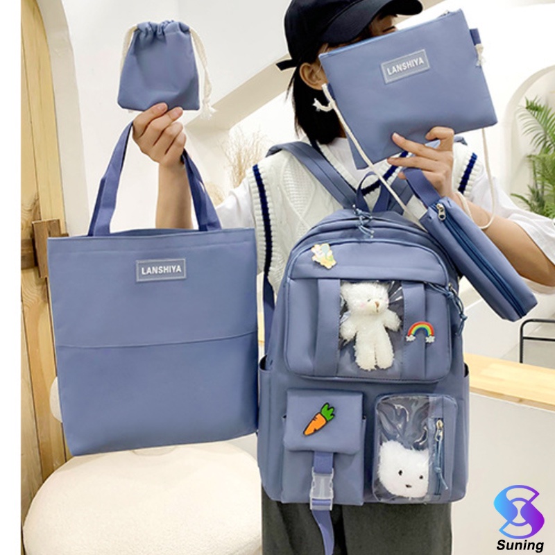 Tas ransel set 5 in 1 anak sekolah SD SMP SMA wanita ORI import D