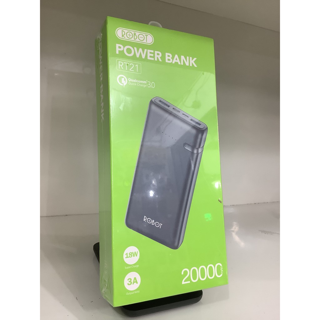 Powerbank ROBOT 20000 mAh RT21 Led Dual Port USB Quick Charge Fast Charging