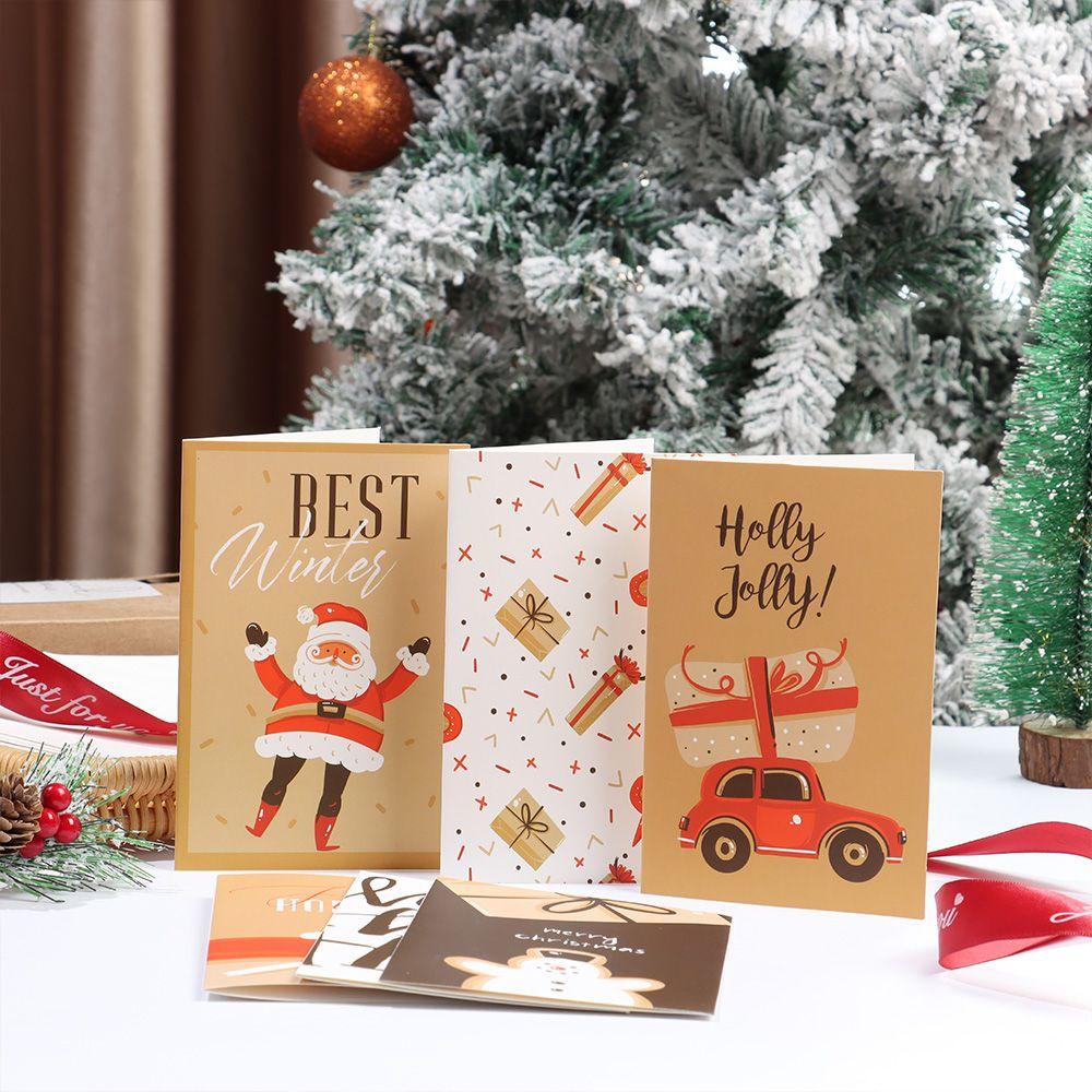 R-flower 6Pcs Kartu Merry Chritmas DIY Tahun Baru Dengan Amplop Postcard