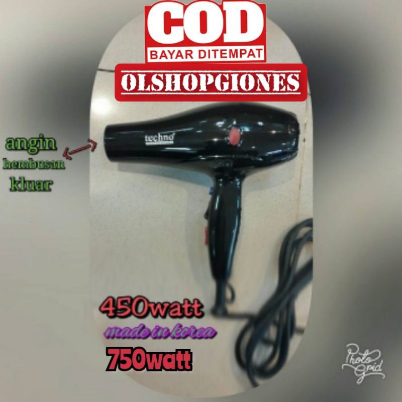 hair dryer Techno 450 / 750 / 900 watt Hairdryer pengering rambut made in korea original salon ori ion